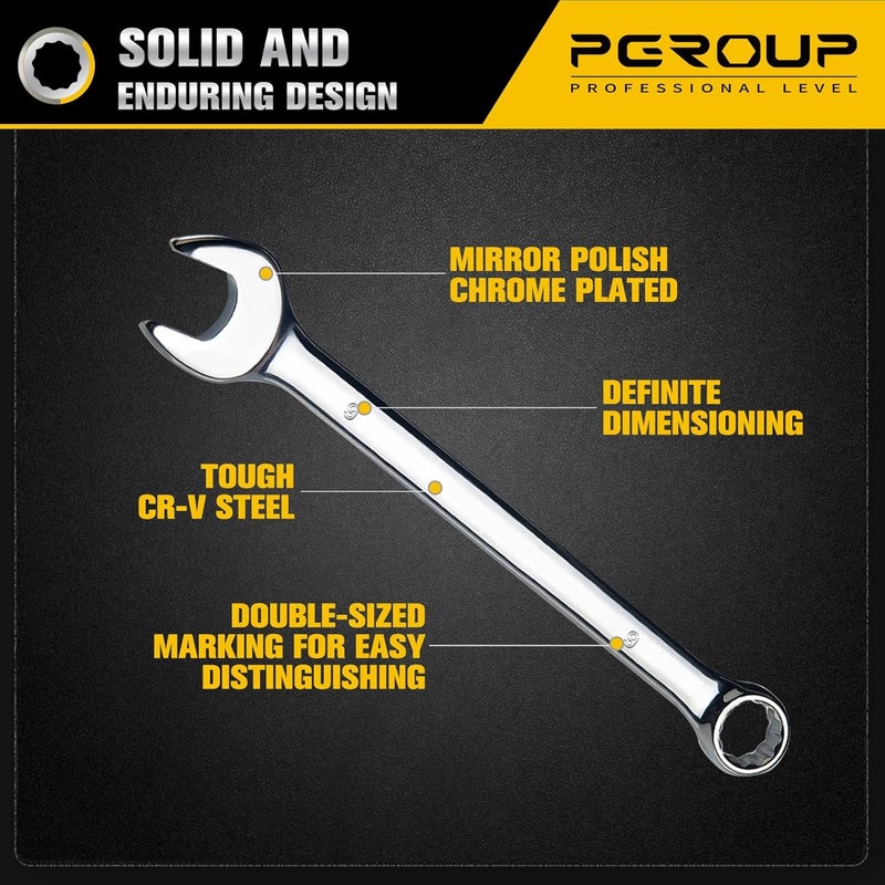 pgroup 9mm Metric Combination Wrench, CR-V Steel with Mirror Polish, 12-Point Design, 15-Degree Offset, Perfect for Auto Repair, Household, Car & Truck Emergency - Image 3
